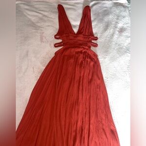 Windsor Rust V neck Cutout Dress